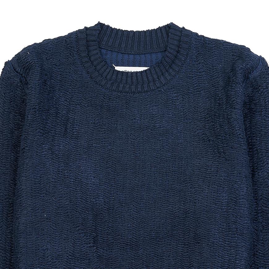 Maison Margiela Women’s Low Woven Knit Top Sweatshirt Navy