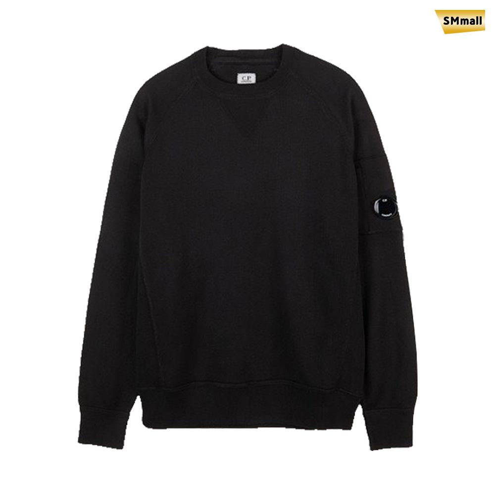 CP Company Men's Black Arm Lens Patch Crewneck Knit Sweater 11CMKN098A 005805G