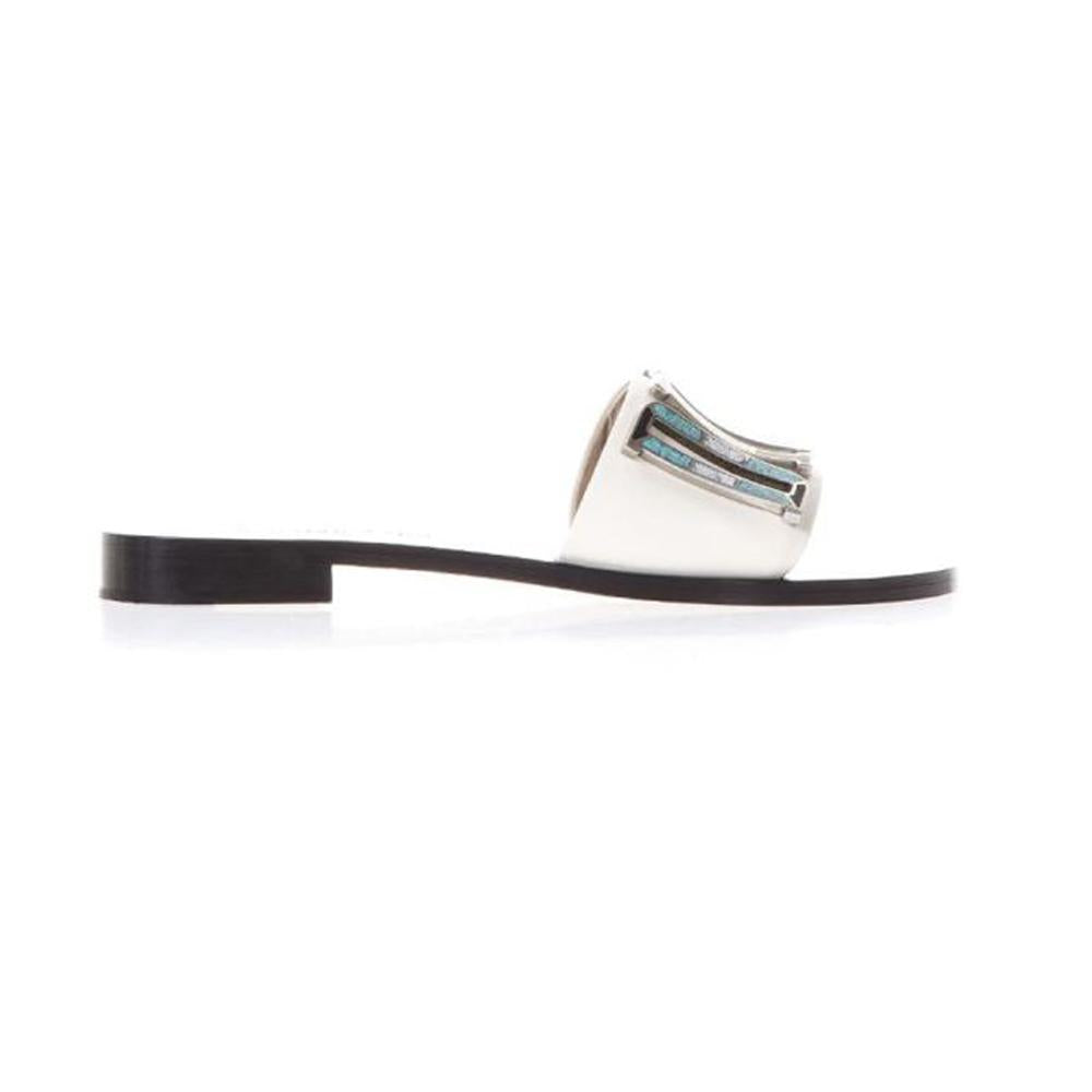 DIOR Metal Logo Mule Slippers White KCF155VEAS 03W
