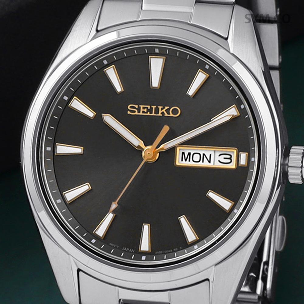 Seiko Day-Date Analog Water-Resistant Classic Dress Men's Metal Watch SUR343 P1