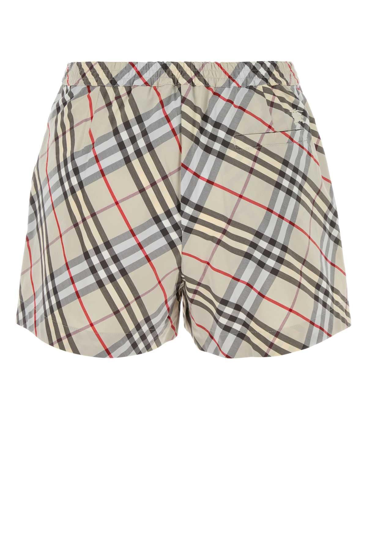 BURBERRY Check Cotton Blend Short Shorts Women’s Beige