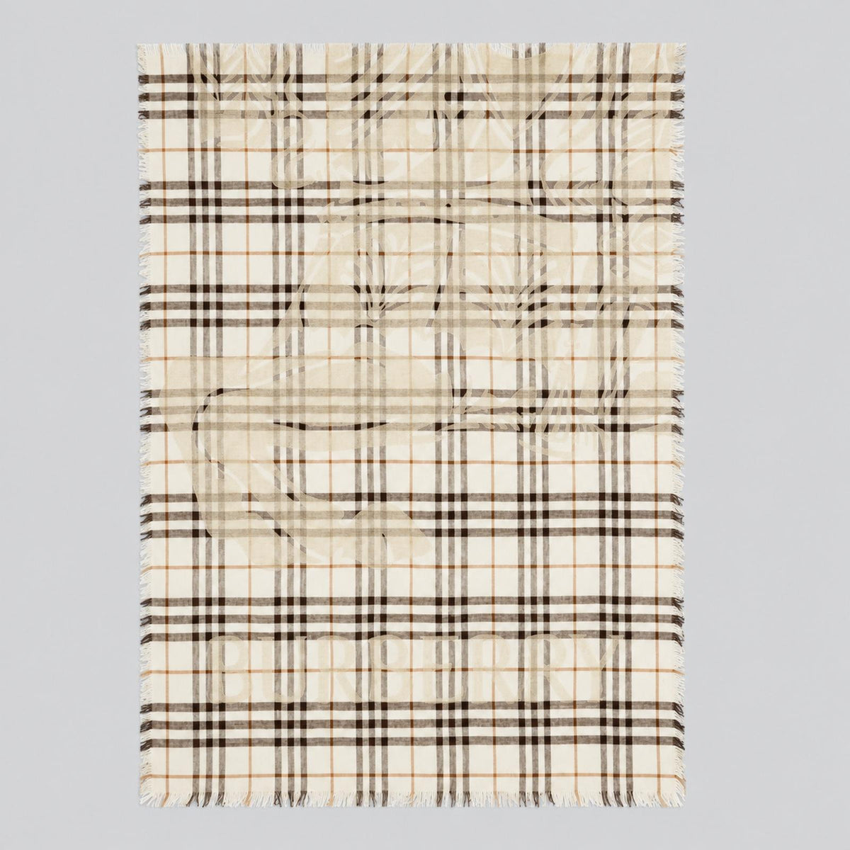 BURBERRY Pebble White Wide Check Silk Scarf 8117904