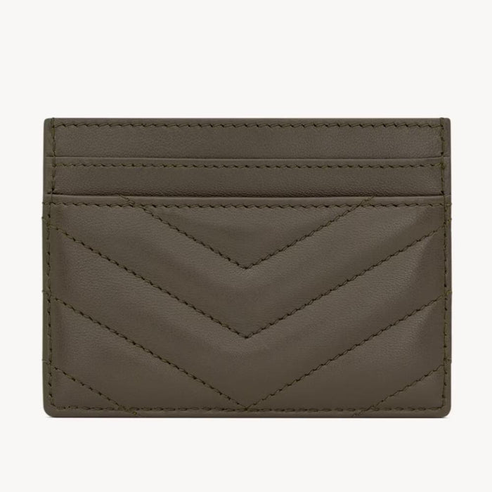 Saint Laurent Cassandra Matelassé Lambskin Card Case Light Musk