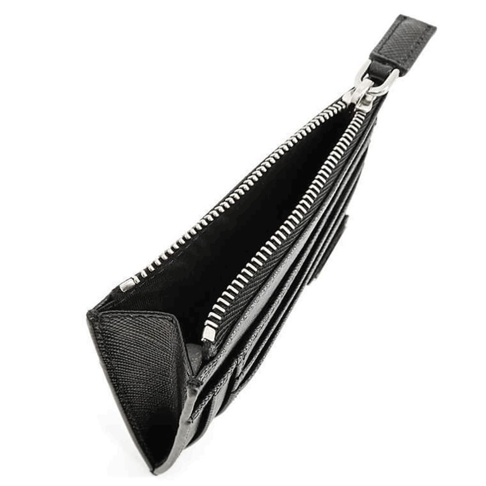 PRADA Black Saffiano Leather Card Holder Unisex 2MC067