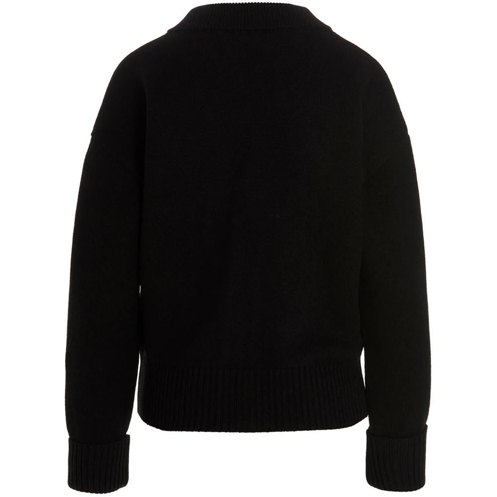 AMI Women’s Big Heart Logo Cardigan Black BFUKC002 018 009