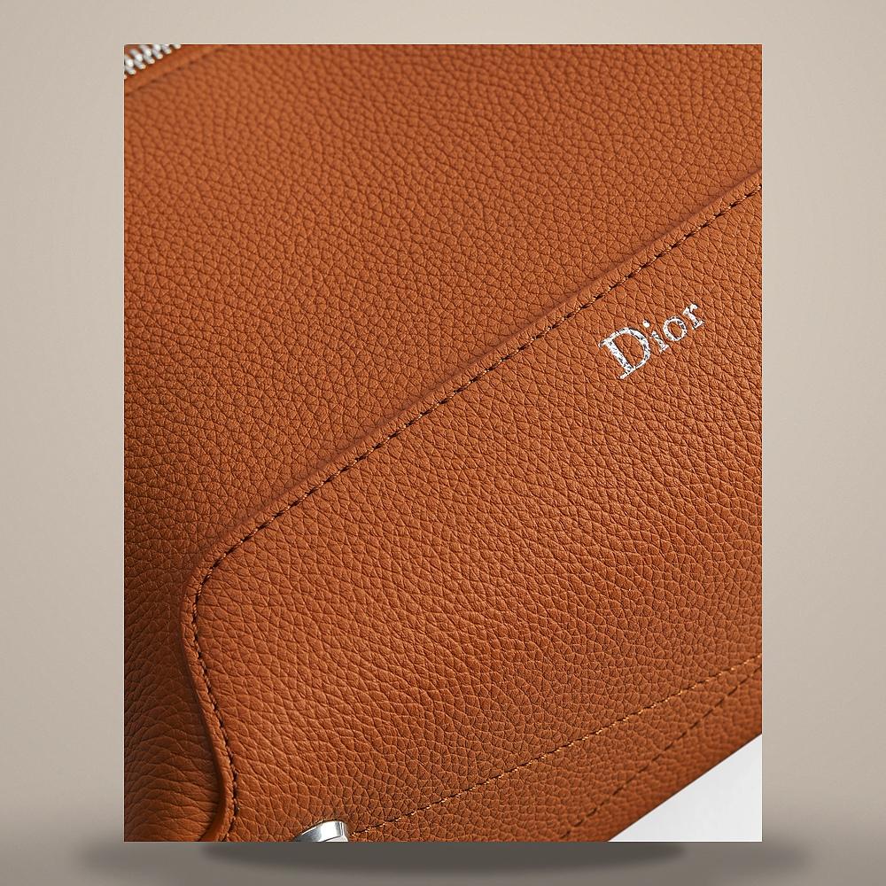 DIOR Tan Grained Calfskin Arch Zip Strap Crossbody Bag 1LLPO497MASH02M