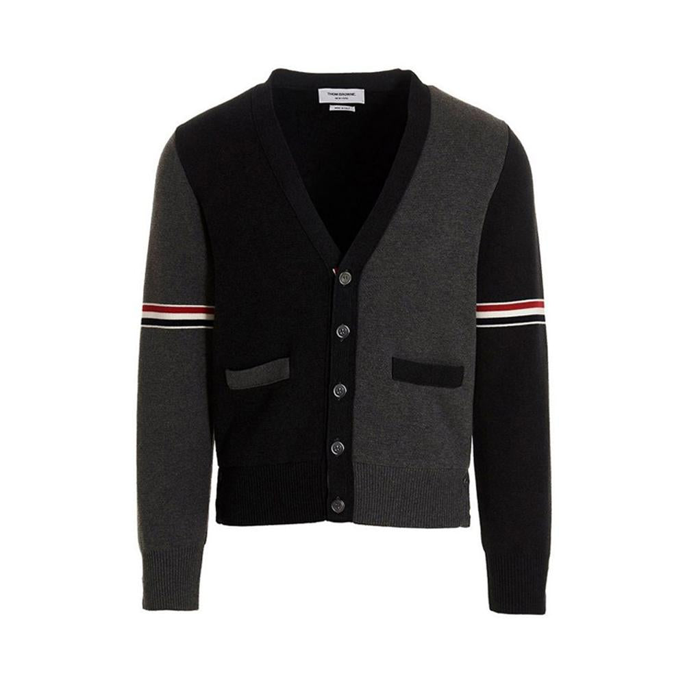 THOM BROWNE Men's 4-Bar Milano V-Neck Knit Cardigan MKC310F Y3007 982