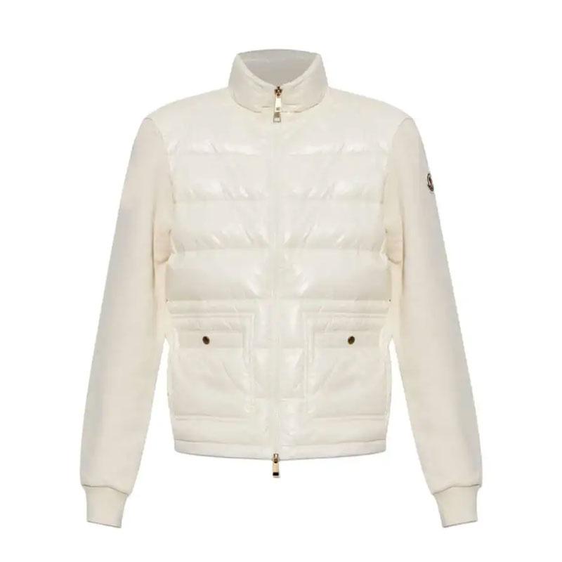 Moncler White Patch Logo Padded Cardigan Jacket 8G00017 89BG6 034