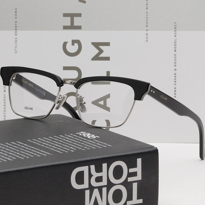 CELINE Silver Half-Rim Browline Eyeglasses Unisex