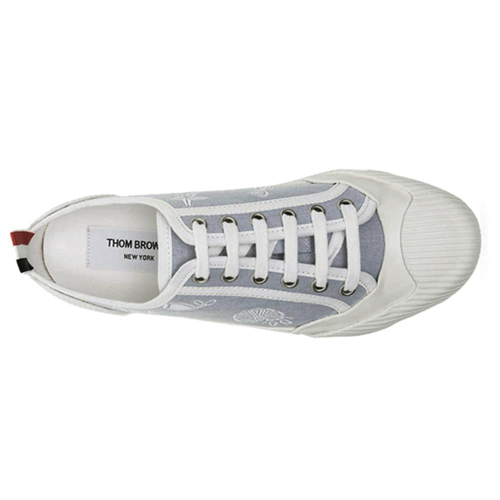 THOM BROWNE Rugby Low-Top Sneakers Tricolor Tab Navy Leather