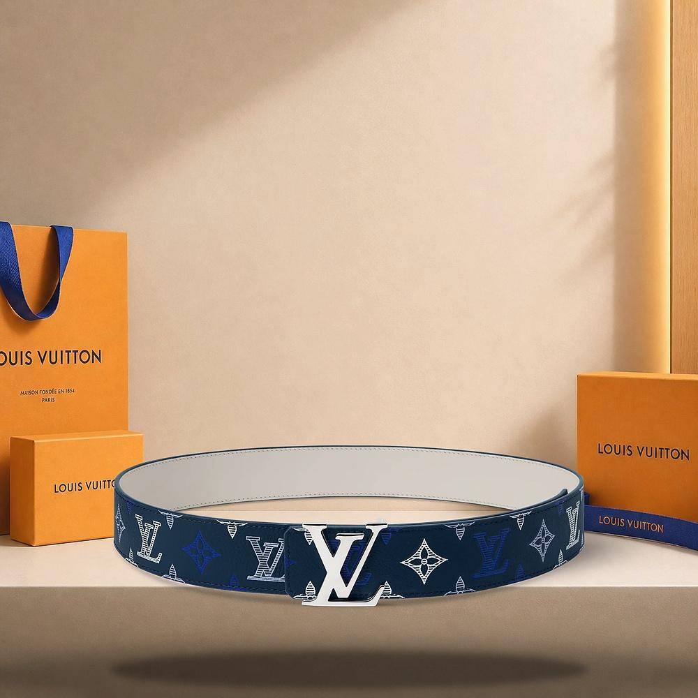 Louis Vuitton Monogram Shadow Reversible Belt Midnight Blue/White 40mm M4917