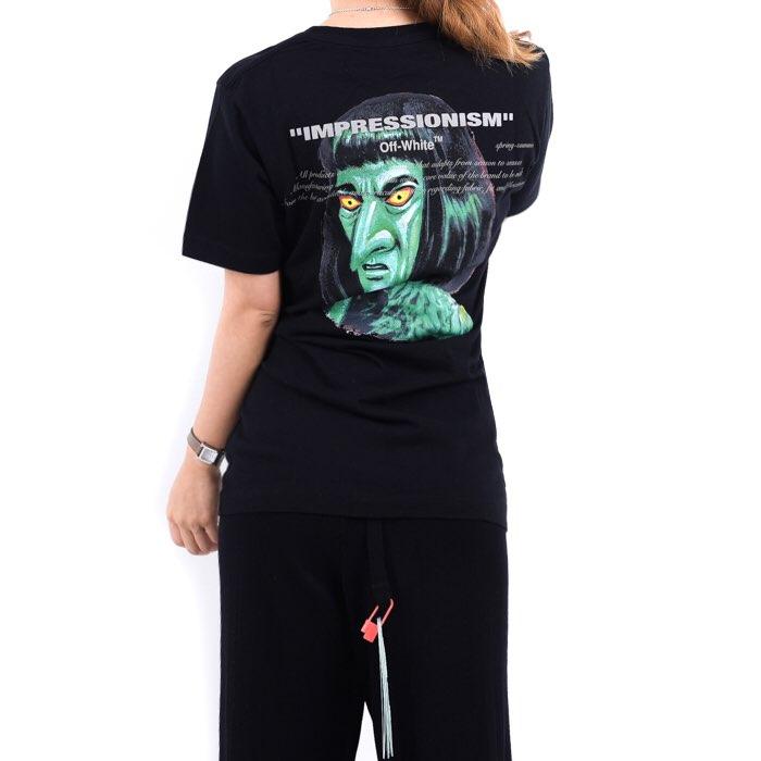 OFF WHITE Women’s Green Man Graphic Short Sleeve T-Shirt OMAA027A191850021088