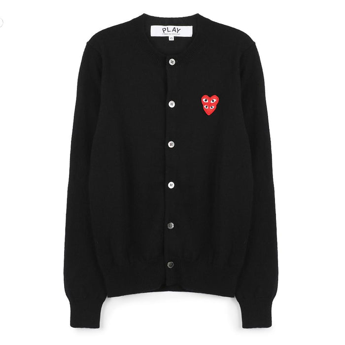 Comme des Garcons Double Red Heart Patch Cardigan Black AX N075 051 1