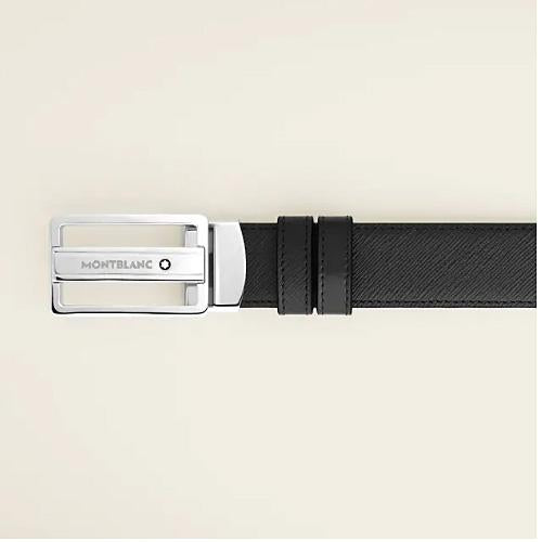 Montblanc Black Embossed Sartorial Reversible Leather Belt 30mm