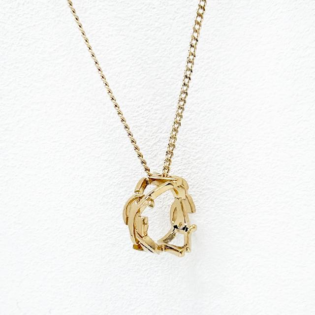 Saint Laurent Gold-Tone Cassandra YSL Logo Pendant Chain Necklace