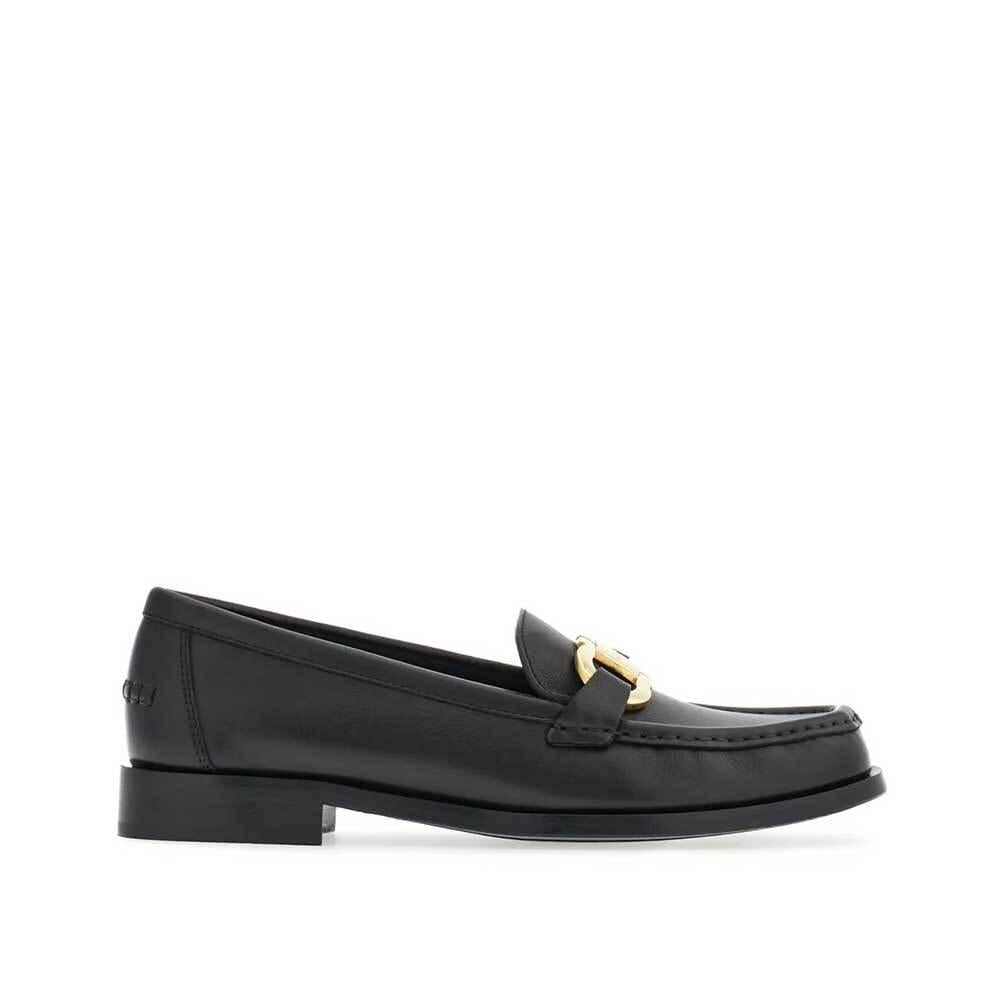 Ferragamo Gancini Ornament Leather Moccasin Flats for Women