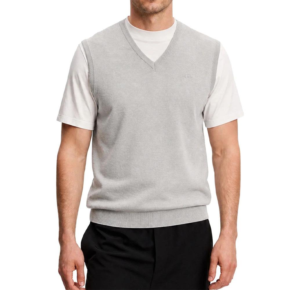 J LINDEBERG Men’s Golf Knit V-Neck Vest Gray Zip-Up