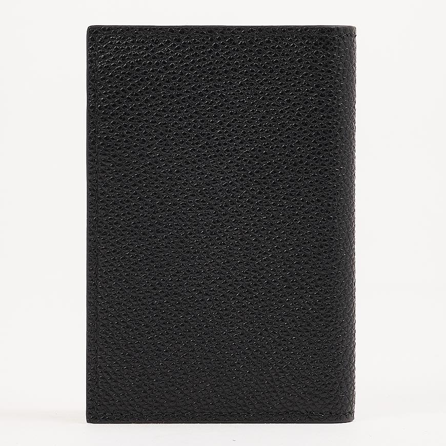 PRADA Vitello Leather Triangle Logo Card Holder Black