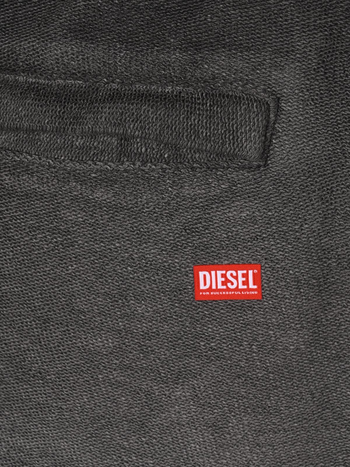DIESEL Black Cotton Drawstring Logo Shorts