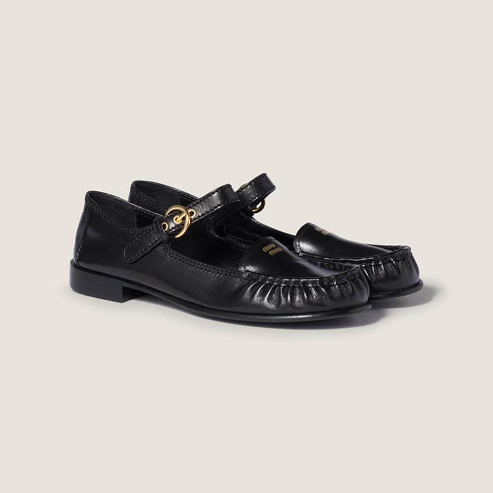 Miu Miu Black Leather Mary Jane Loafers 5D563E 007 F0002