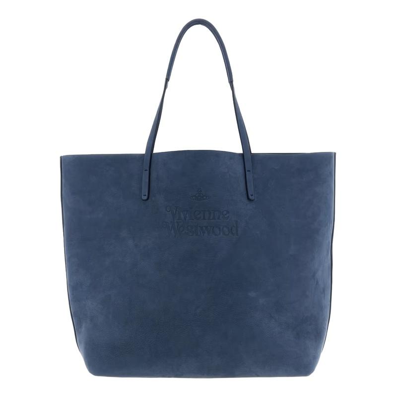 Vivienne Westwood Studio Large Shopper Tote Bag Black Leather