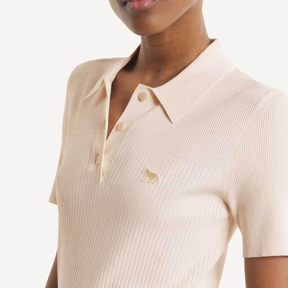Maison Kitsune Ribbed Short Sleeve Polo T-Shirt Baby Fox Women’s