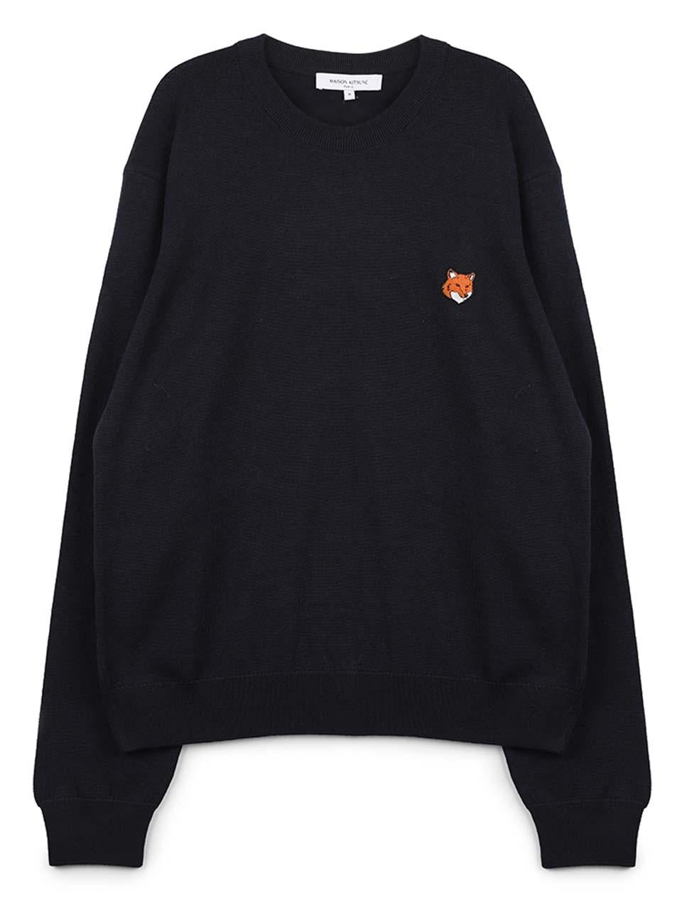 Maison Kitsune Fox Head Merino Wool Regular Fit Crewneck Sweater PM00801 KT1181