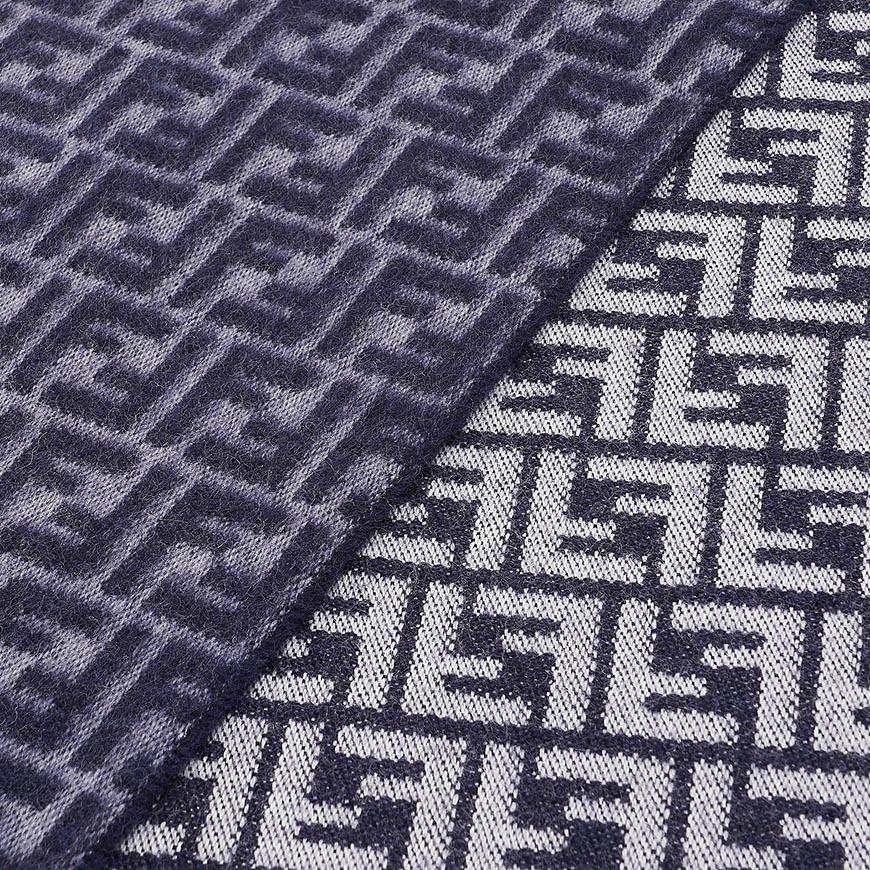 FENDI Men FF Logo Wool Scarf Navy