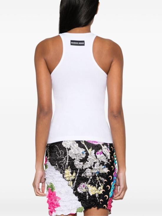 Marine Serre White Sleeveless Jersey T-Shirt WTT014 ACJER 0011 WH10
