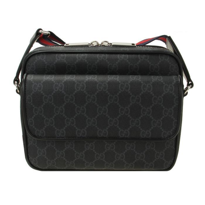 GUCCI GG Small Crossbody Bag Black Canvas Leather Trim