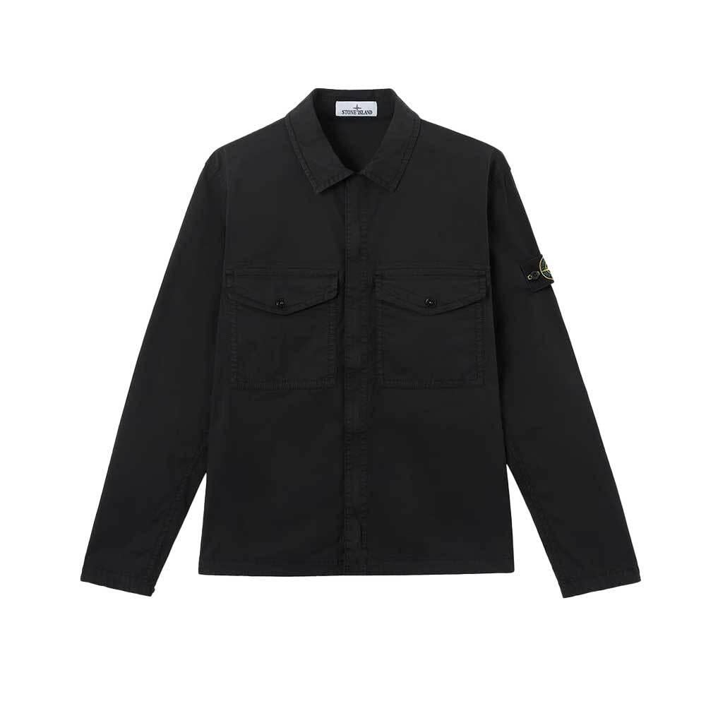 STONE ISLAND Stretch Organic Cotton Twill Zip Overshirt Jack 1200003 S0A10 V0029