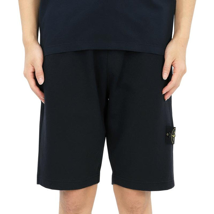 STONE ISLAND Navy Cargo Shorts with Logo Patch for Men