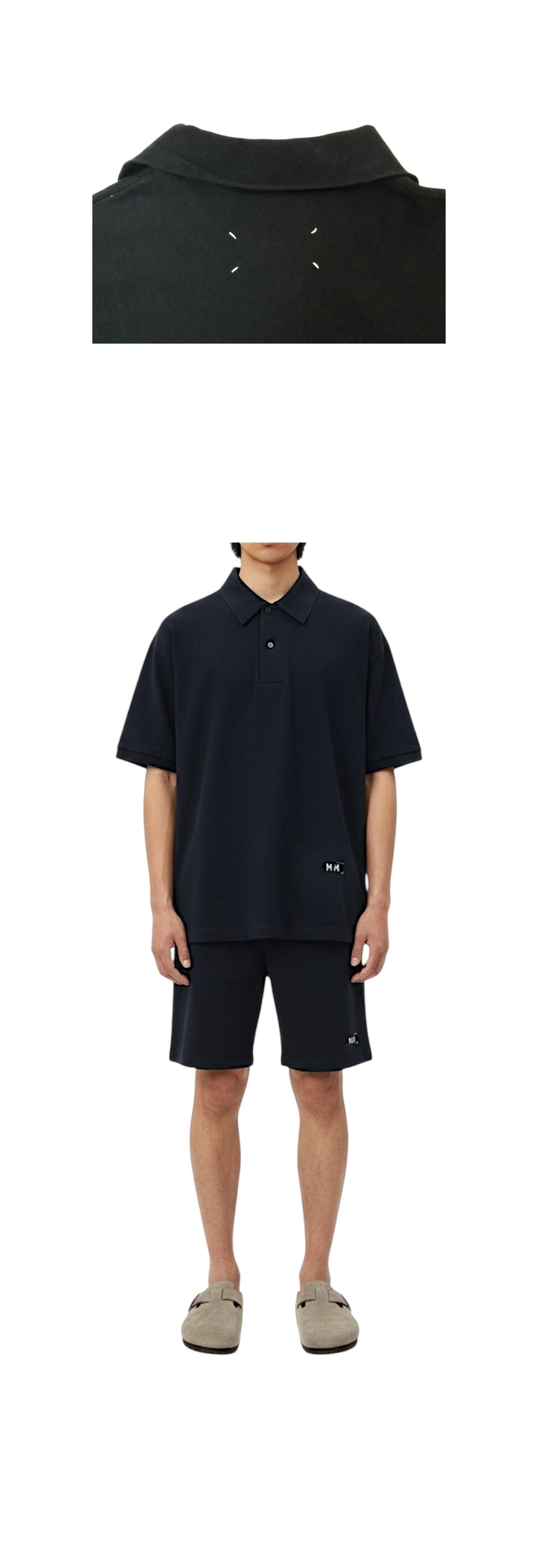 Maison Margiela Black Stitch Logo Stamp Polo Shirt