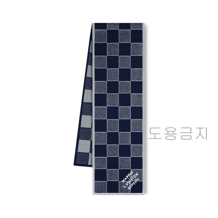 Louis Vuitton Damier Heritage Navy Blue Men’s Wool Scarf M90776
