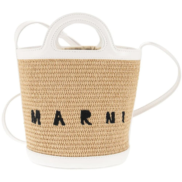 Marni Tropicalia Tote Bag Black Leather Top Handle Handbag