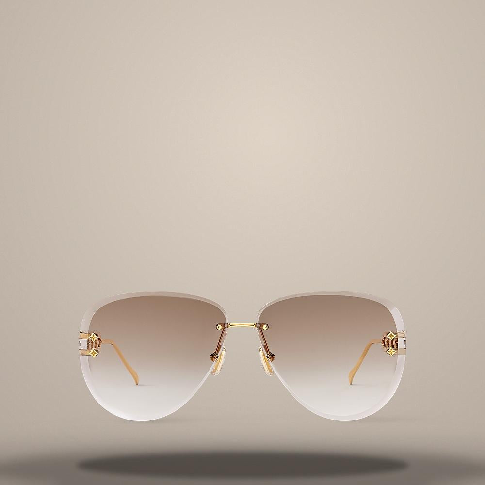 Louis Vuitton Men's Gold-Tone Metal Aviator Sunglasses