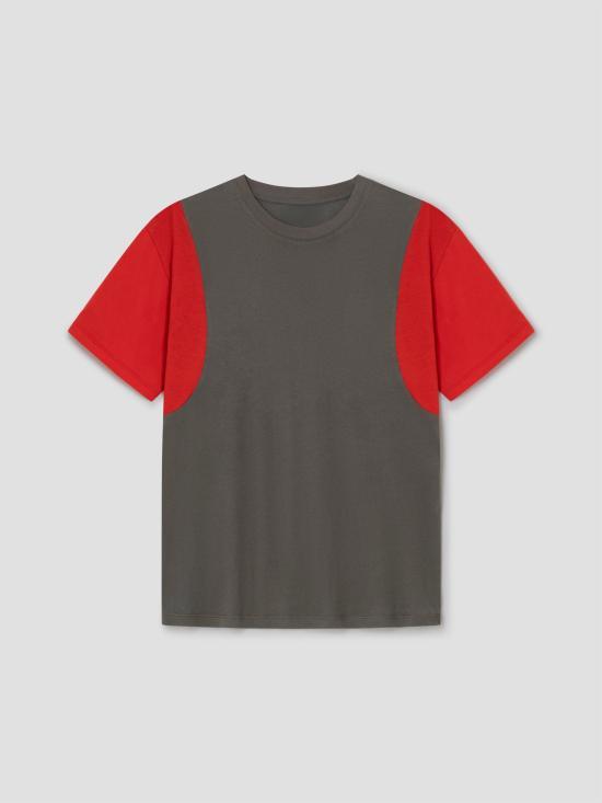 gimaguas Grey Red Short Sleeve Cotton T-Shirt