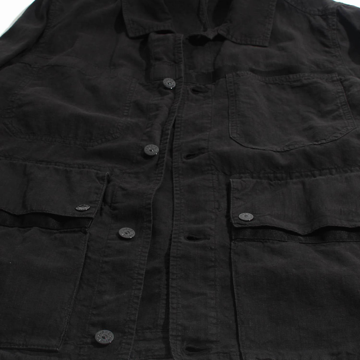 STONE ISLAND Black Tela Lino Nylon-TC Shirt Jacket for Men