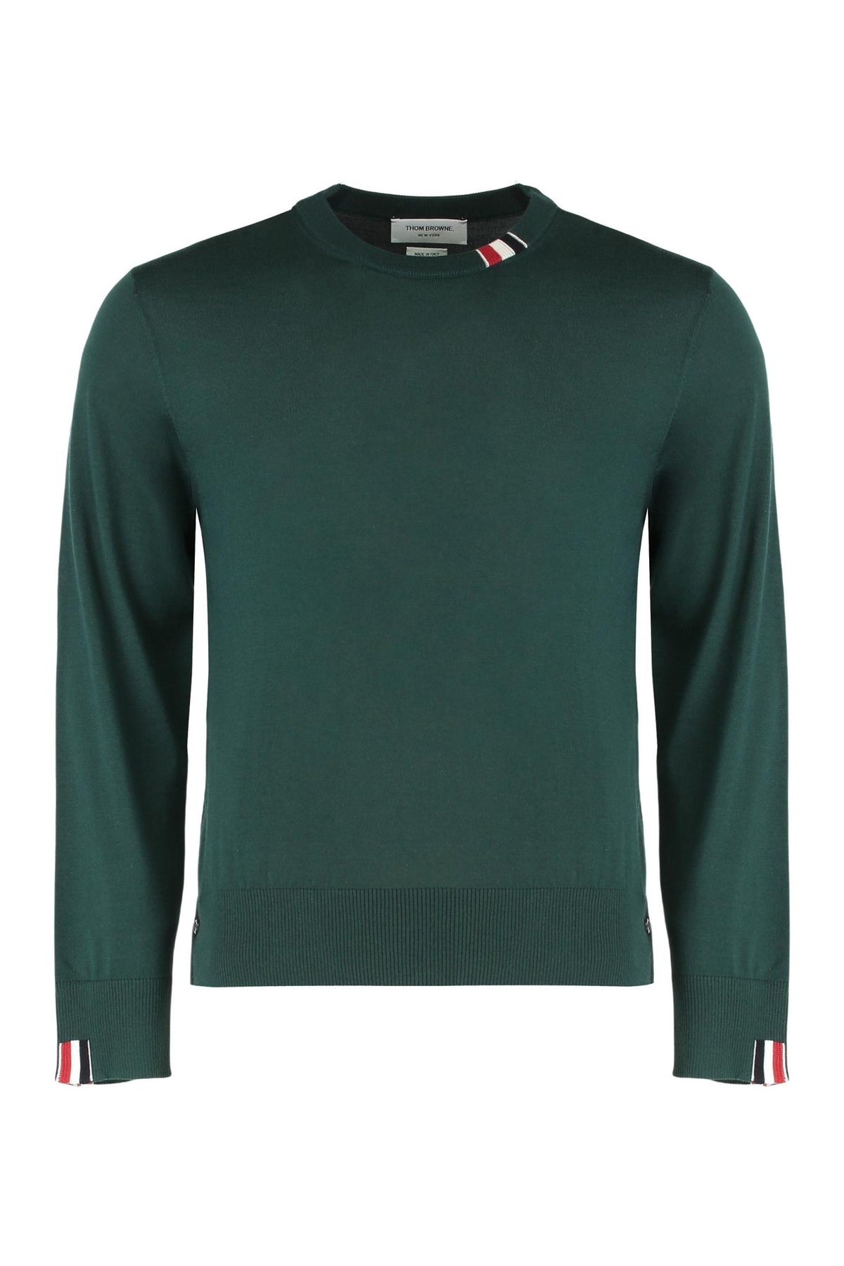 THOM BROWNE Navy Wool Crewneck Knit Sweater for Men