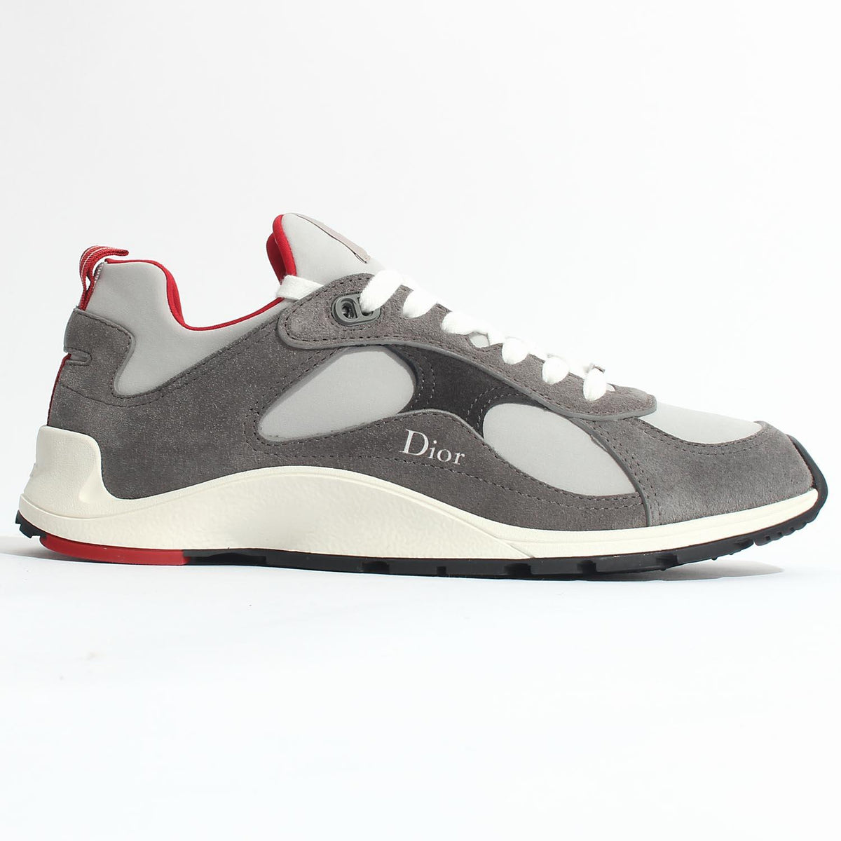 DIOR Grey Red Mile Low-Top Sneakers