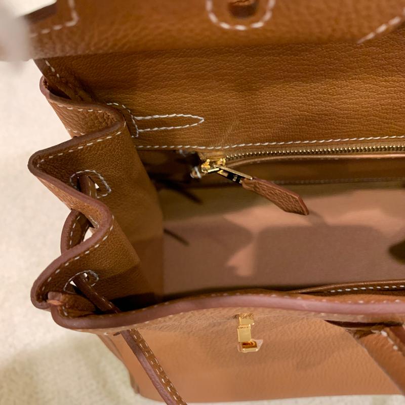 HERMES Birkin 25 Togo Leather Tote Bag Gold with Gold Hardware
