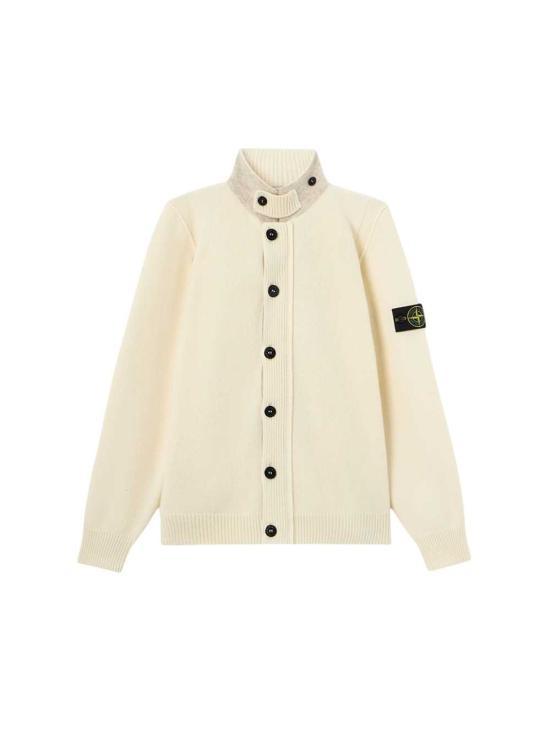 STONE ISLAND Wool Knit Cardigan for Men 5100047 S00A3 V0093 IVORY DOM