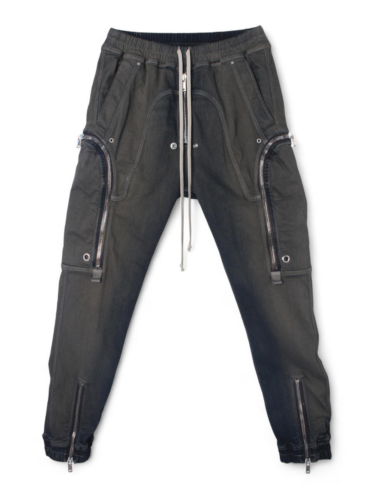 Rick Owens Dark Dust Degrade Stretch Denim Bauhaus Cargo Jogger Pants