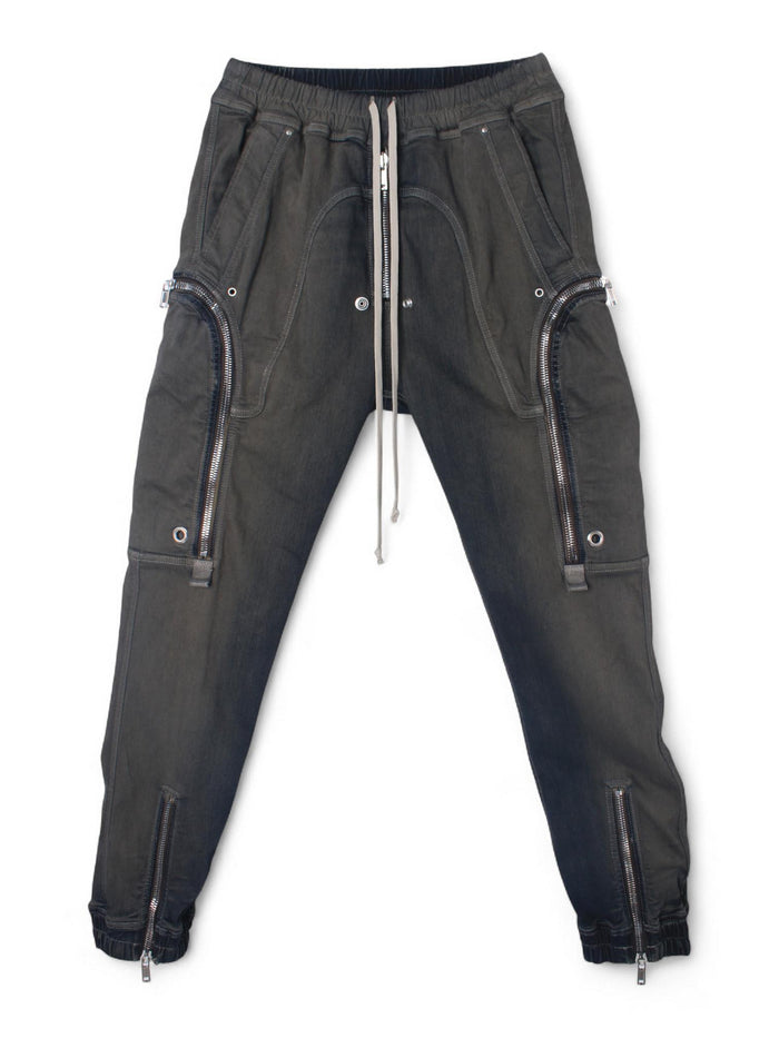 Rick Owens Dark Dust Degrade Stretch Denim Bauhaus Cargo Jogger Pants