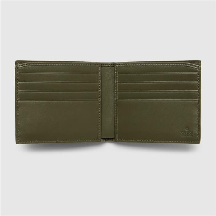 GUCCI GG Canvas Bifold Wallet Brown Leather Trim Men's