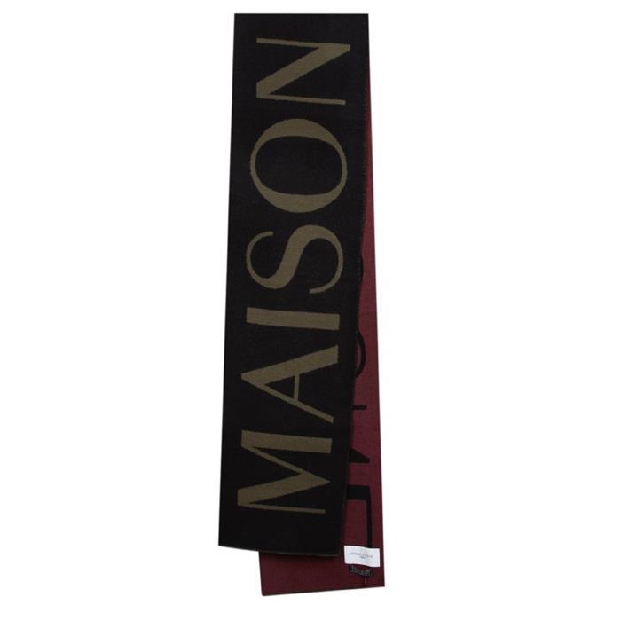 Maison Kitsune Logo Lettering Jacquard Wool Scarf