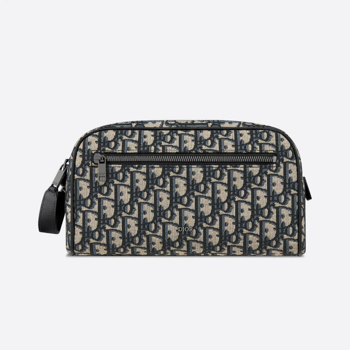 DIOR Oblique Beige Black Toiletry Golf Pouch Unisex
