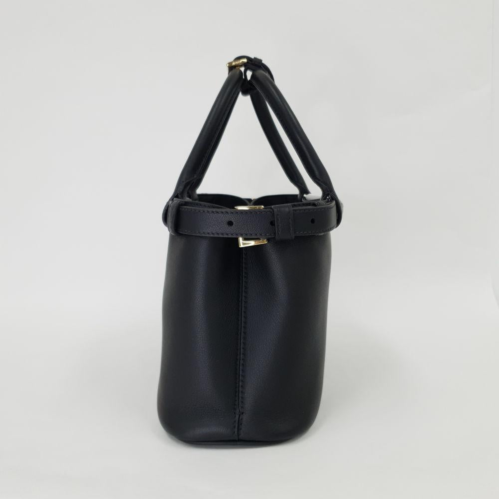 PRADA Double Belt Buckle Small Women’s Tote Shoulder Bag Black