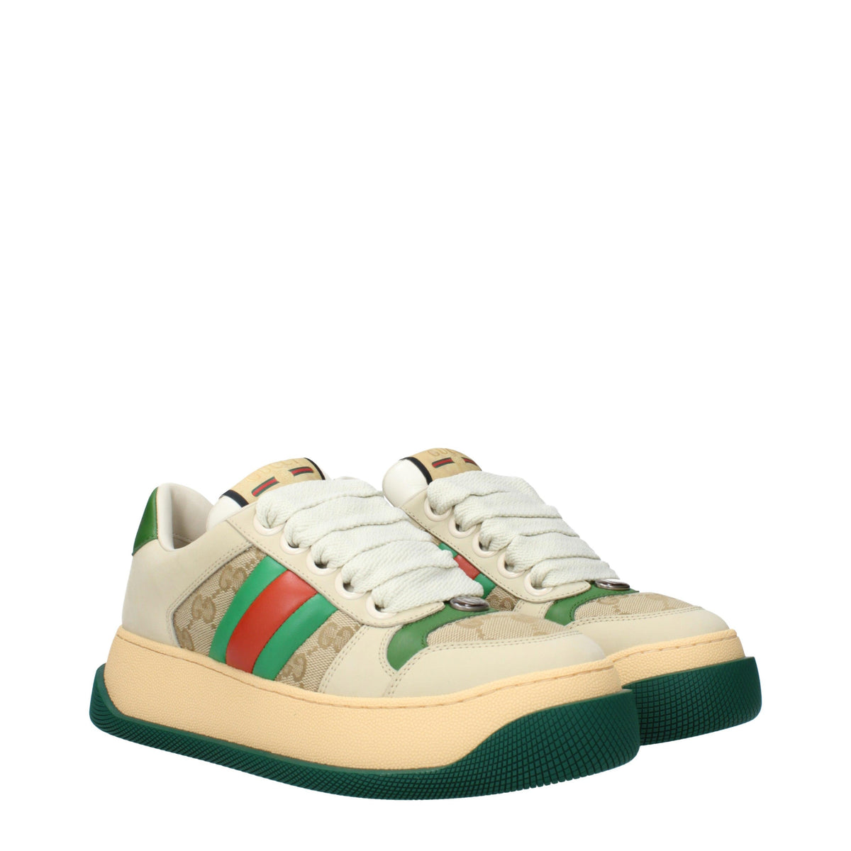 GUCCI White Leather Low-Top Sneakers