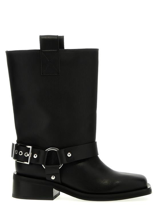 GANNI Biker Tubular Mid Boots S2275099 BLACK DOM
